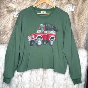 Ford Bronco with Christmas Tree Green Sweatshirt